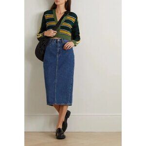 Reformation Jayde Organic Denim Jean Midi Skirt Slim Knee Length High Rise - 30